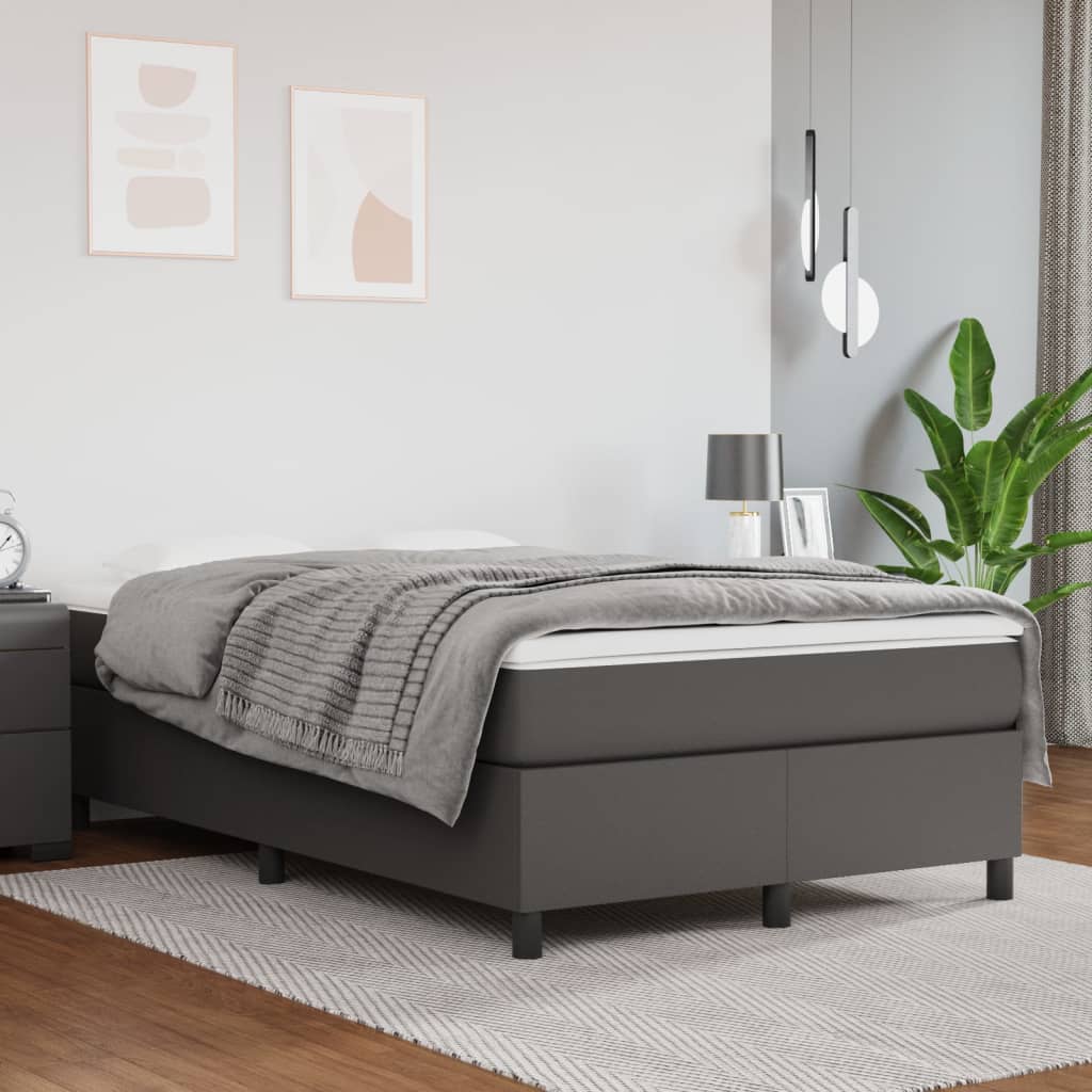 Boxspring sengeramme 120x200 cm kunstlæder grå billede