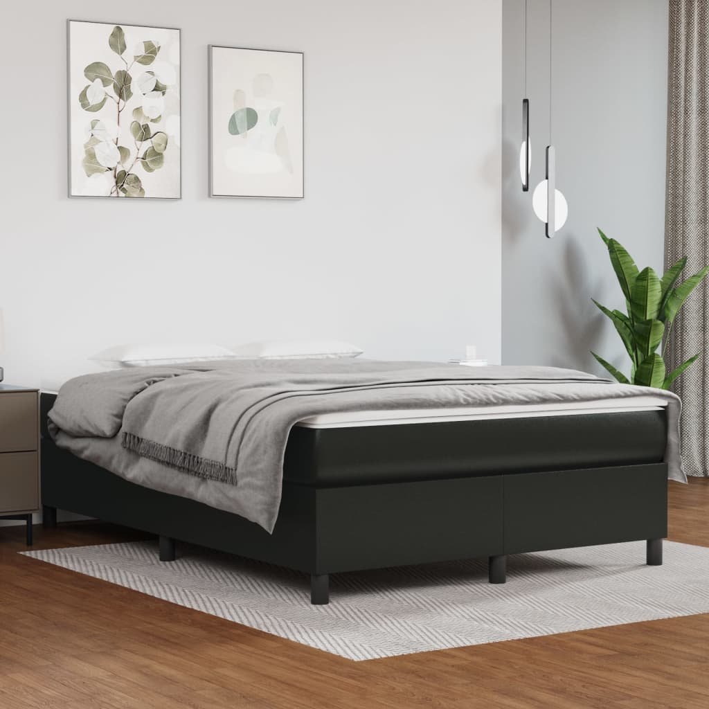 Boxspring sengeramme 140x190 cm kunstlæder sort billede