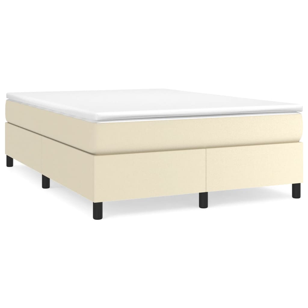 Boxspring sengeramme 140x190 cm kunstlæder cremefarvet