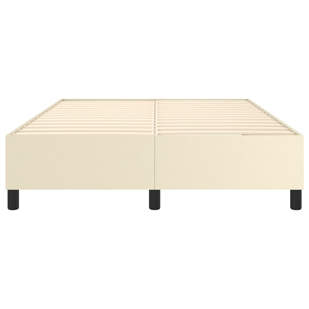 Boxspring sengeramme 140x190 cm kunstlæder cremefarvet
