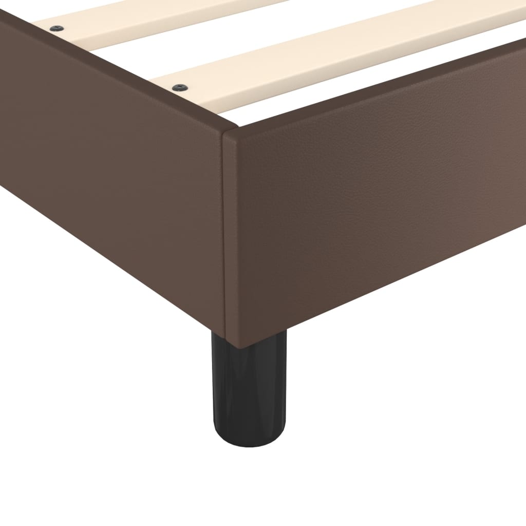 Boxspring sengeramme 140x190 cm kunstlæder brun