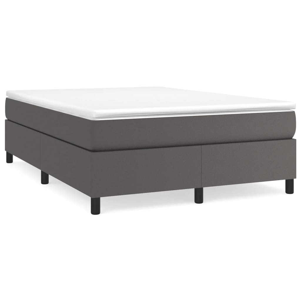 Boxspring sengeramme 140x190 cm kunstlæder grå