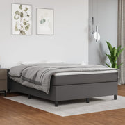 Boxspring sengeramme 140x190 cm kunstlæder grå