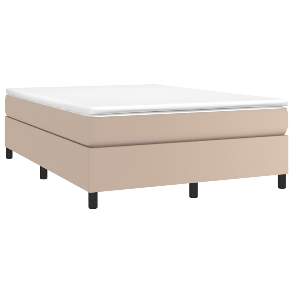 Boxspring sengeramme 140x190 cm kunstlæder cappuccinofarvet