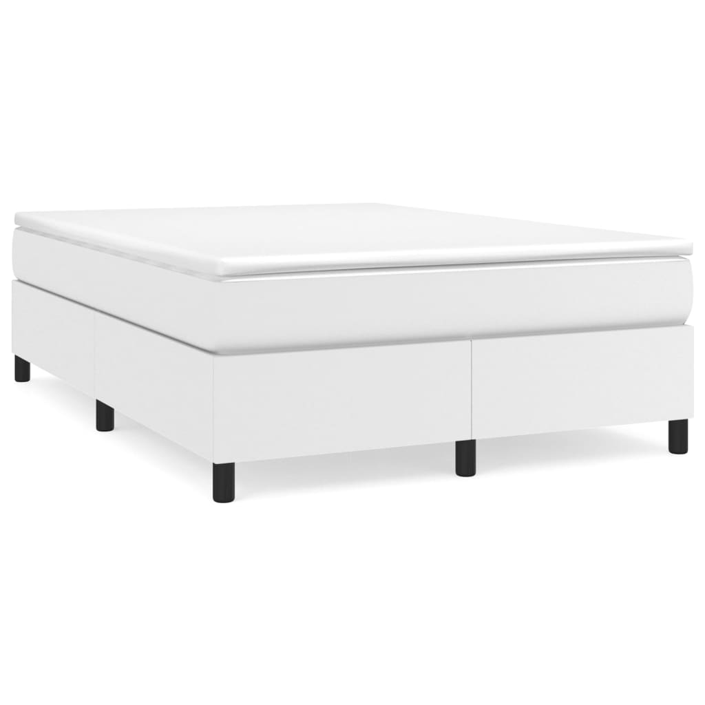 Boxspring sengeramme 140x200 cm kunstlæder hvid