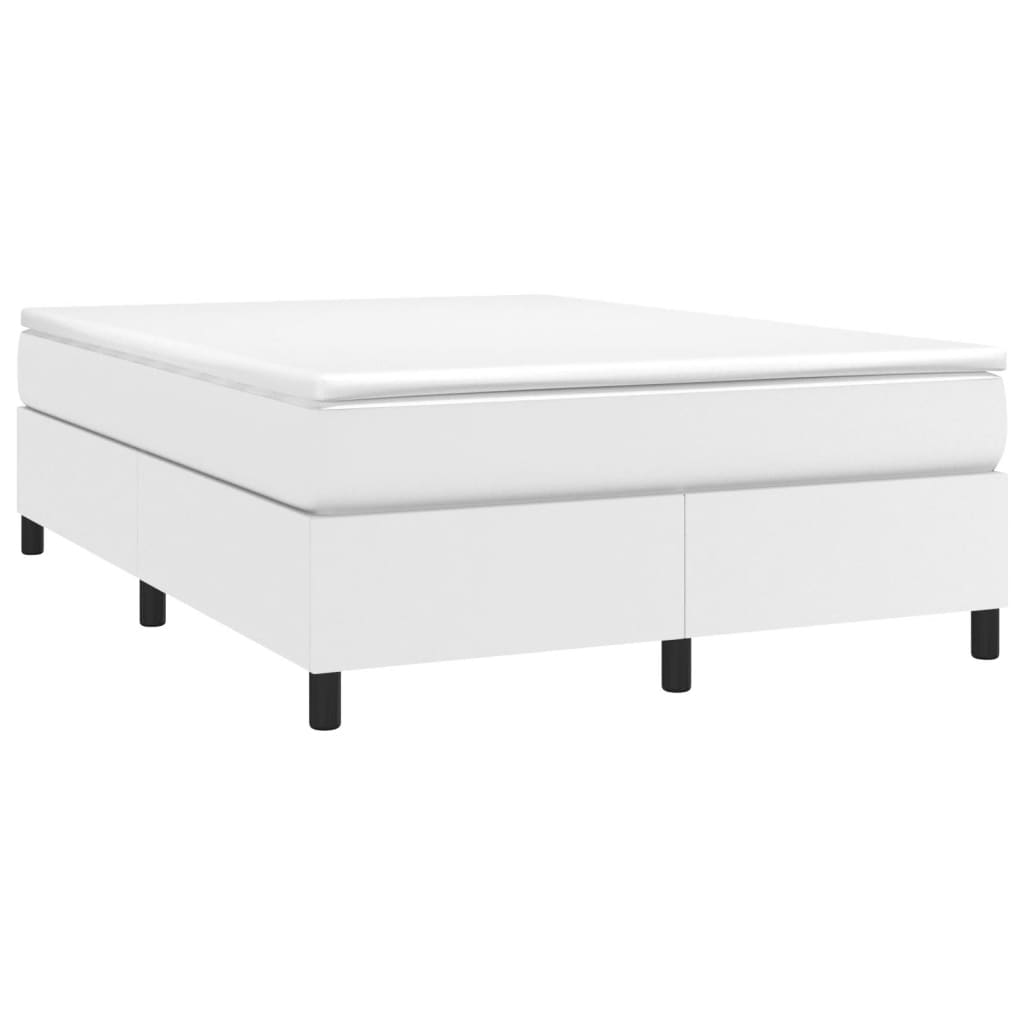 Boxspring sengeramme 140x200 cm kunstlæder hvid
