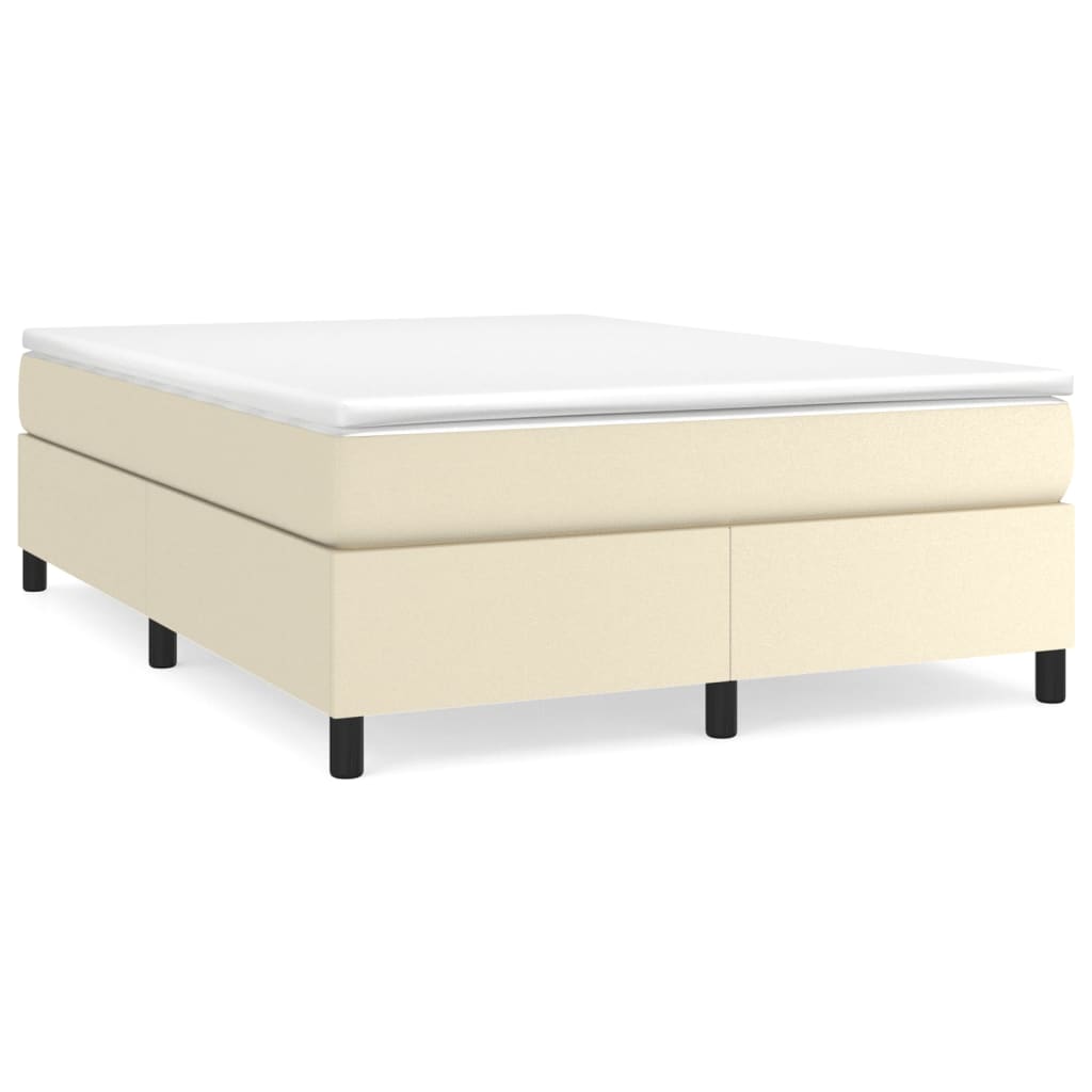 Boxspring sengeramme 140x200 cm kunstlæder cremefarvet