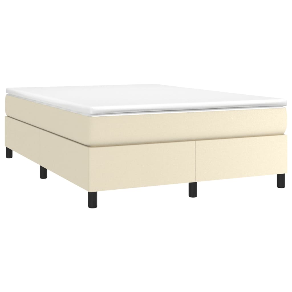 Boxspring sengeramme 140x200 cm kunstlæder cremefarvet
