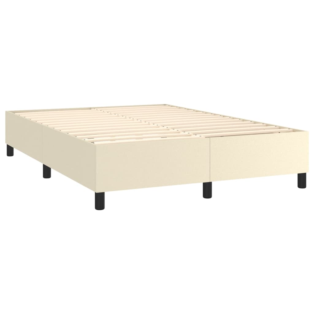 Boxspring sengeramme 140x200 cm kunstlæder cremefarvet