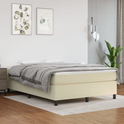 Boxspring sengeramme 140x200 cm kunstlæder cremefarvet