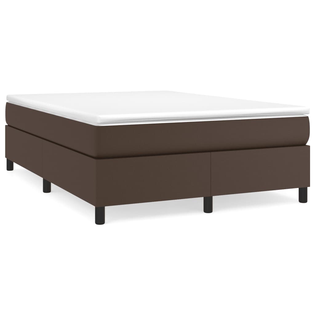 Boxspring sengeramme 140x200 cm kunstlæder brun