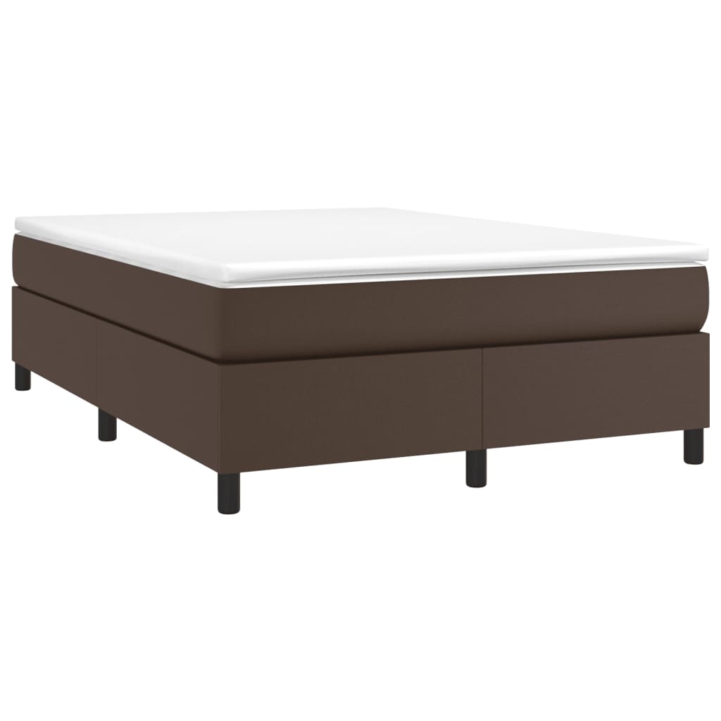 Boxspring sengeramme 140x200 cm kunstlæder brun