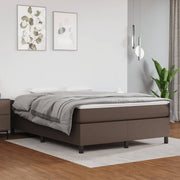 Boxspring sengeramme 140x200 cm kunstlæder brun