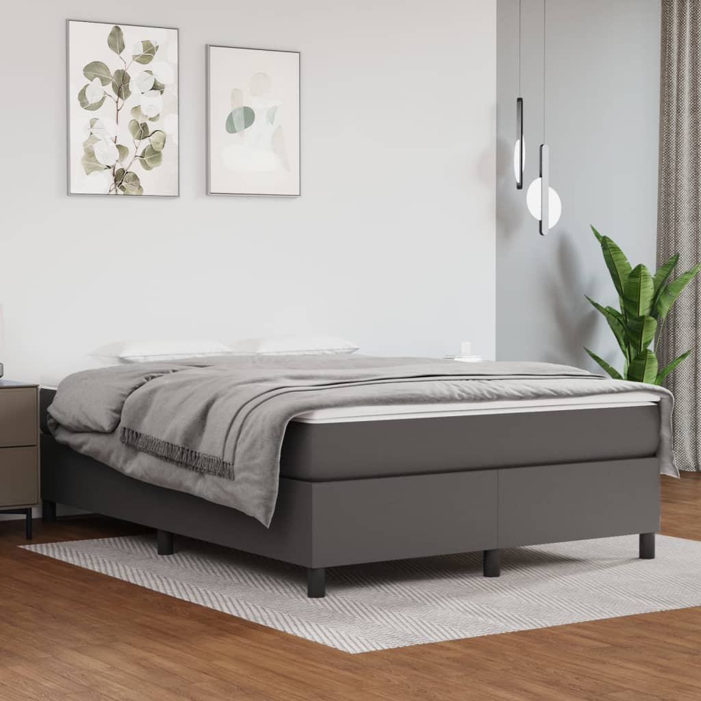 Boxspring sengeramme 140x200 cm kunstlæder grå