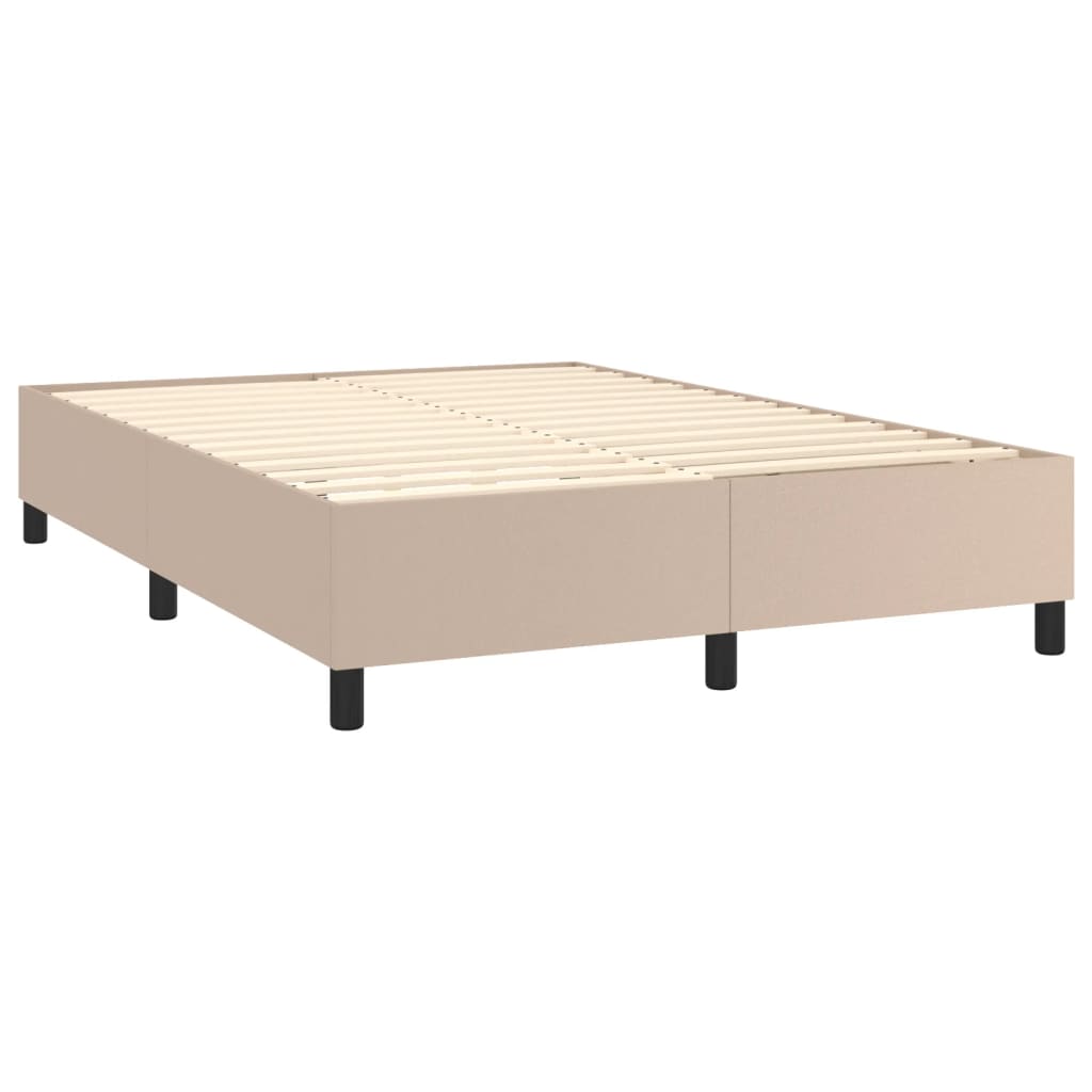 Boxspring sengeramme 140x200 cm kunstlæder cappuccinofarvet