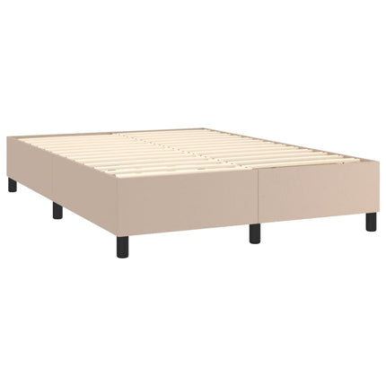 Boxspring sengeramme 140x200 cm kunstlæder cappuccinofarvet