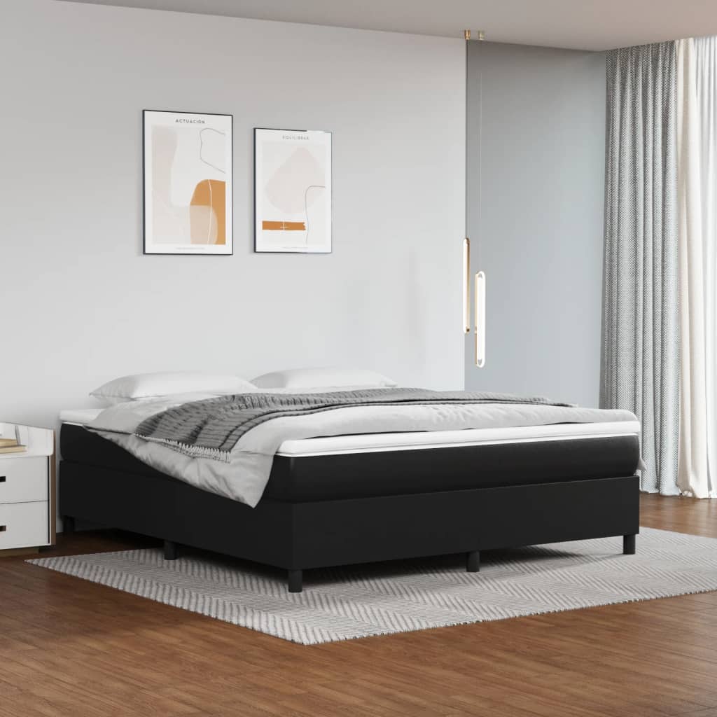 Boxspring sengeramme 160x200 cm kunstlæder sort billede