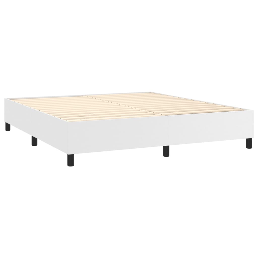Boxspring sengeramme 160x200 cm kunstlæder hvid