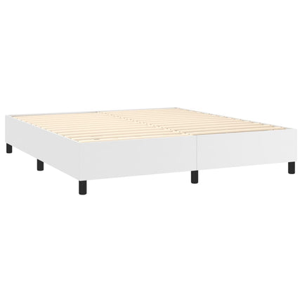 Boxspring sengeramme 160x200 cm kunstlæder hvid