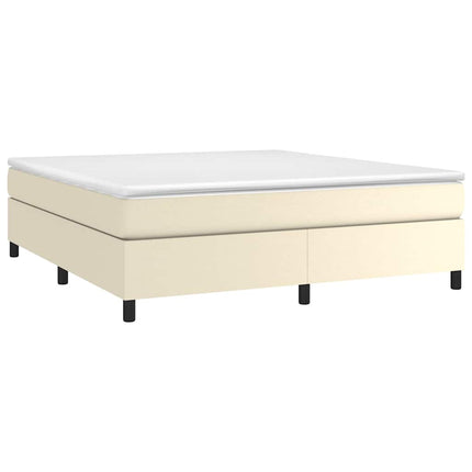 Boxspring sengeramme 160x200 cm kunstlæder cremefarvet