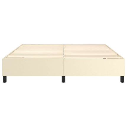 Boxspring sengeramme 160x200 cm kunstlæder cremefarvet