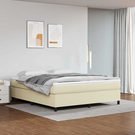 Boxspring sengeramme 160x200 cm kunstlæder cremefarvet