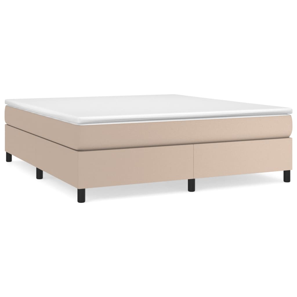 Boxspring sengeramme 160x200 cm kunstlæder cappuccinofarvet