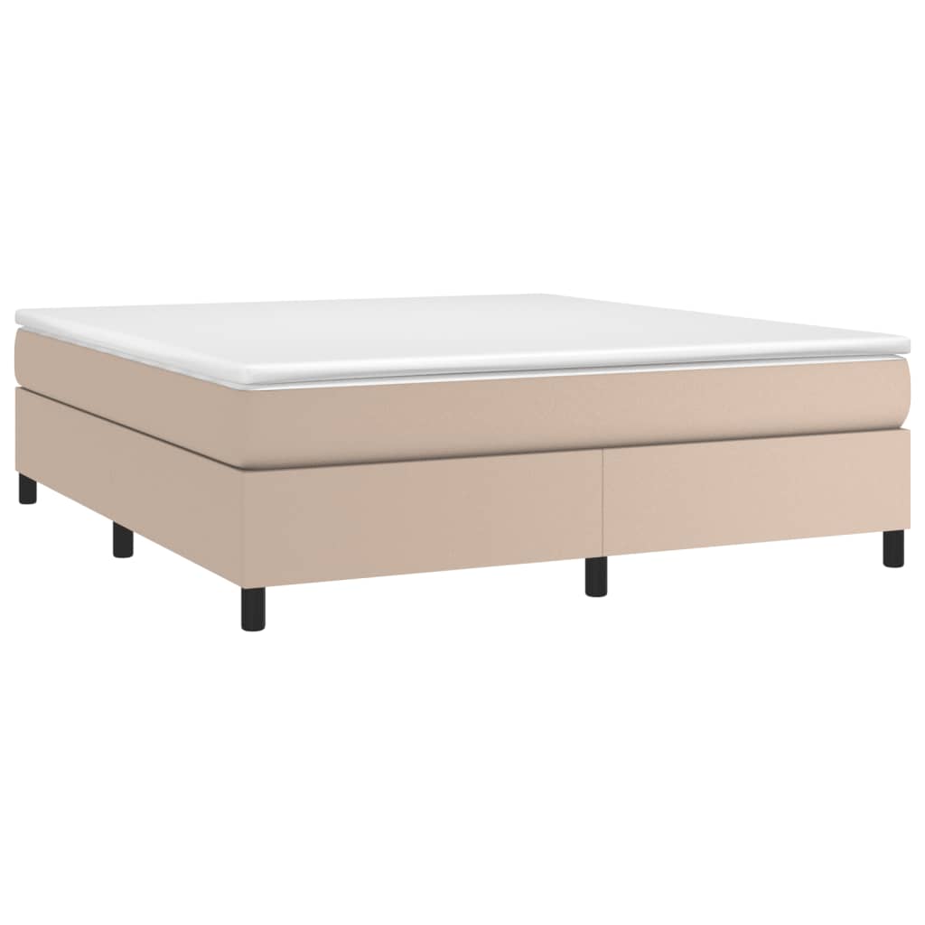 Boxspring sengeramme 160x200 cm kunstlæder cappuccinofarvet