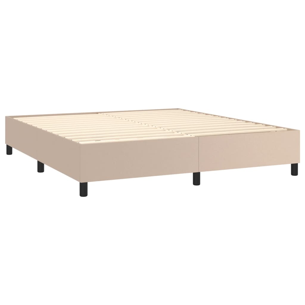 Boxspring sengeramme 160x200 cm kunstlæder cappuccinofarvet
