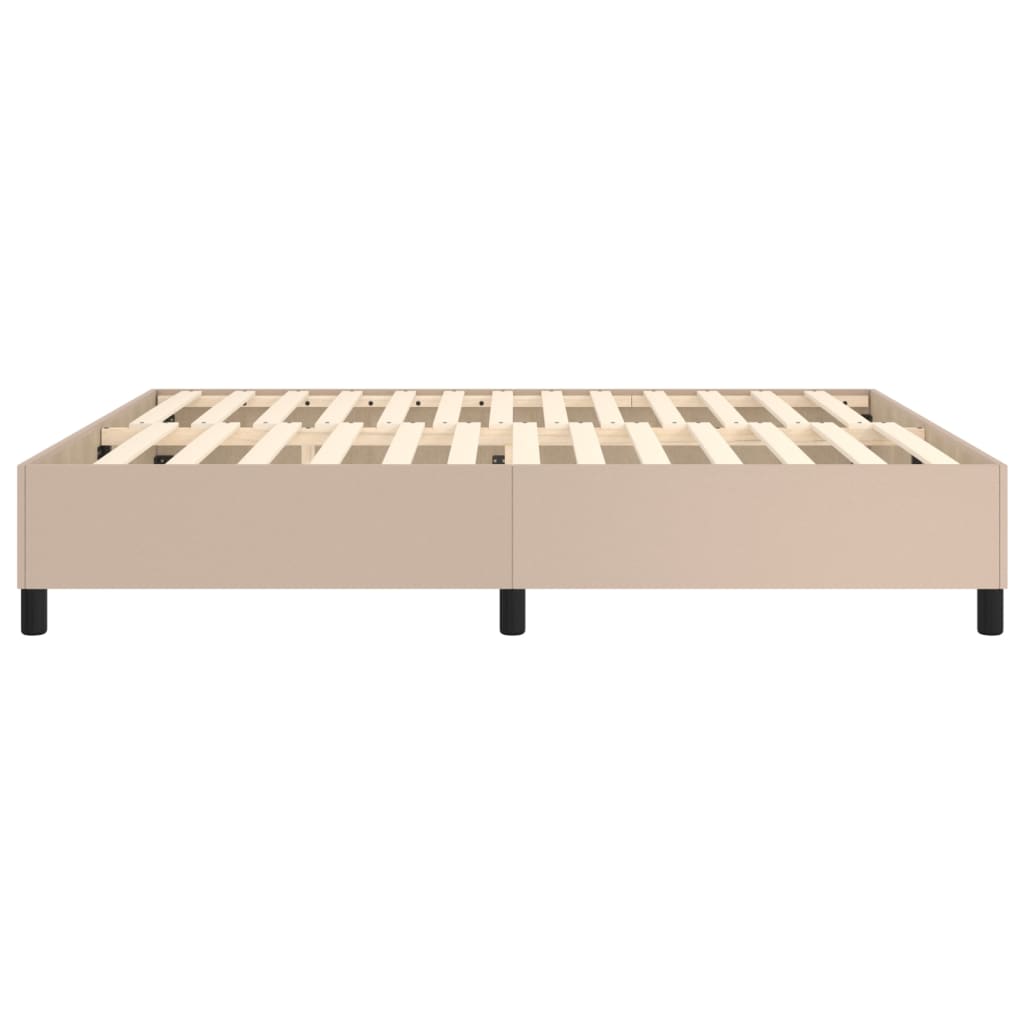 Boxspring sengeramme 160x200 cm kunstlæder cappuccinofarvet
