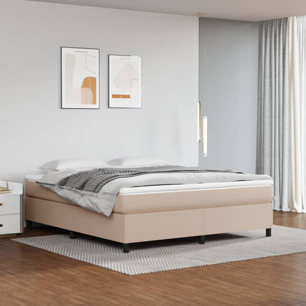 Boxspring sengeramme 160x200 cm kunstlæder cappuccinofarvet