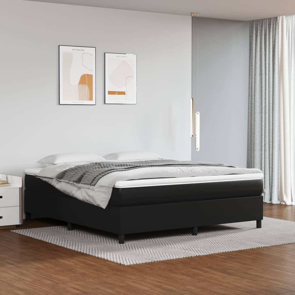 Boxspring sengeramme 180x200 cm kunstlæder sort billede