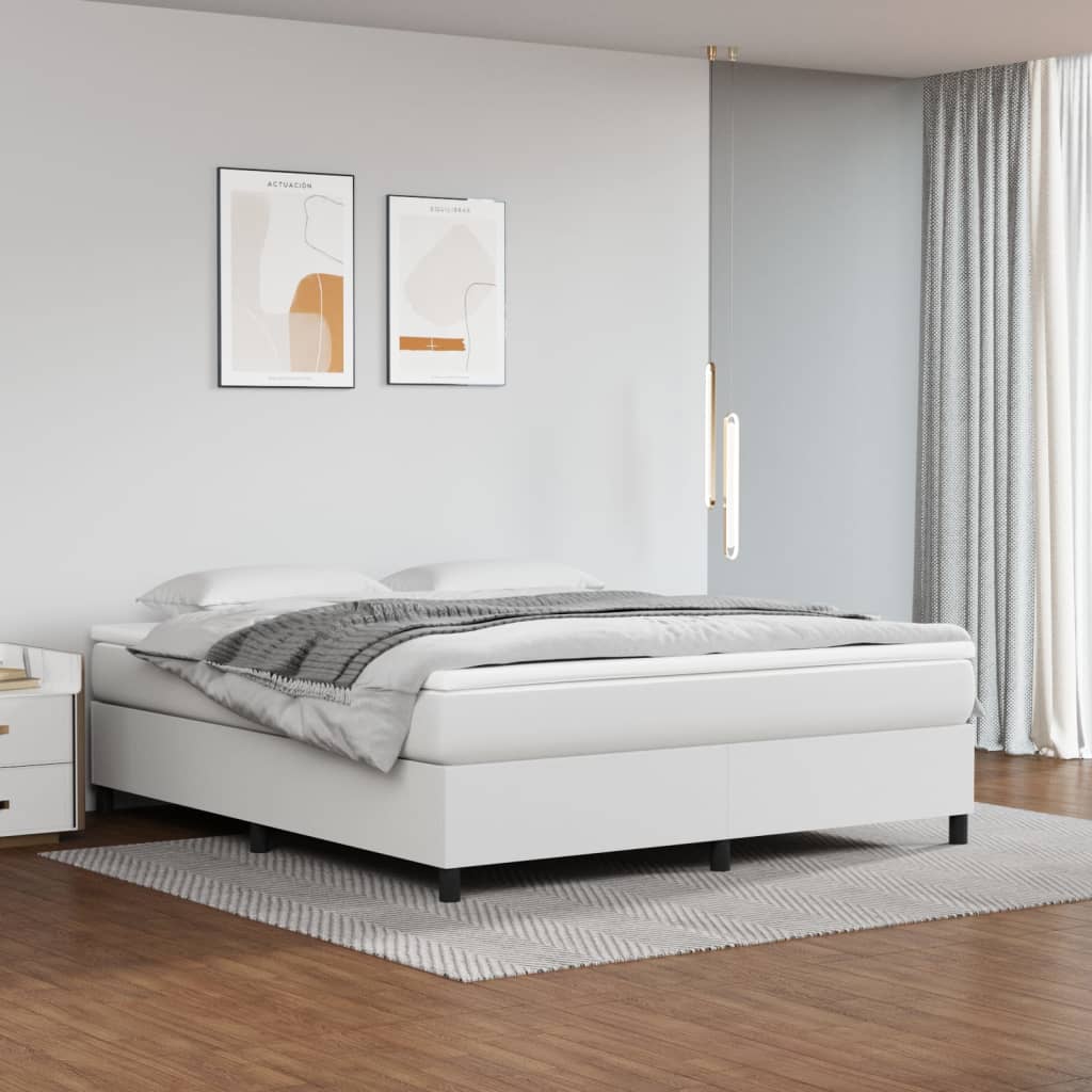 Boxspring sengeramme 180x200 cm kunstlæder hvid billede