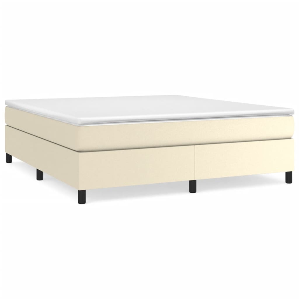Boxspring sengeramme 180x200 cm kunstlæder cremefarvet