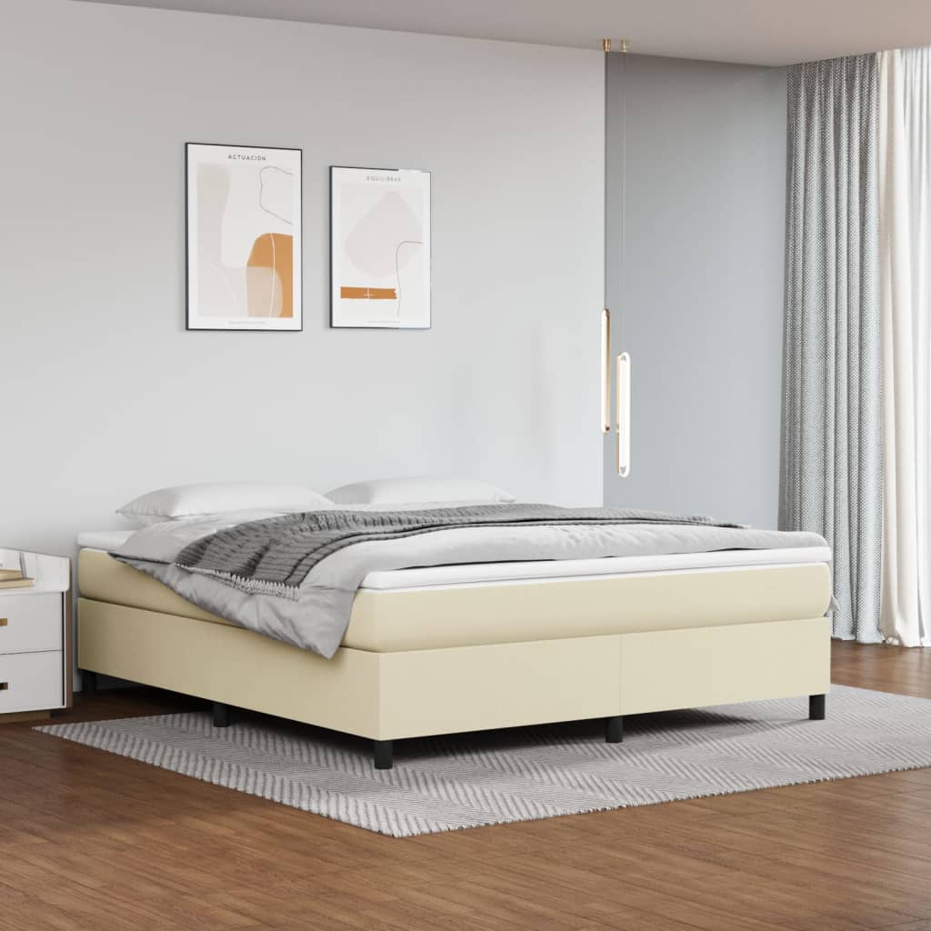 Boxspring sengeramme 180x200 cm kunstlæder cremefarvet billede