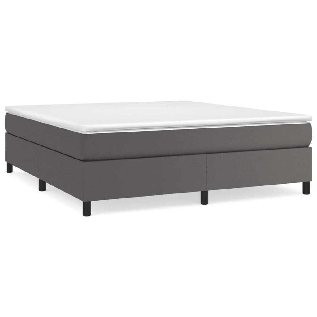 Boxspring sengeramme 180x200 cm kunstlæder grå