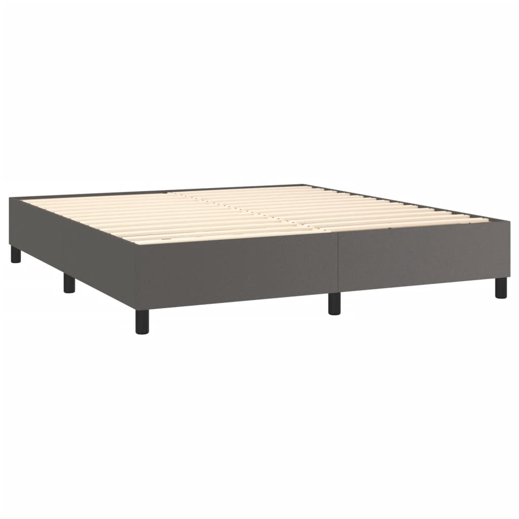 Boxspring sengeramme 180x200 cm kunstlæder grå