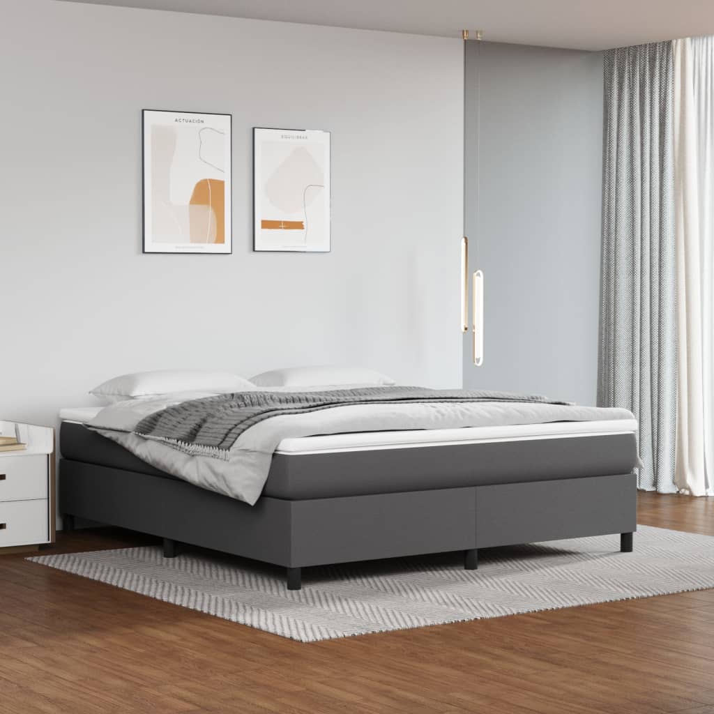 Boxspring sengeramme 180x200 cm kunstlæder grå billede