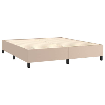 Boxspring sengeramme 180x200 cm kunstlæder cappuccinofarvet