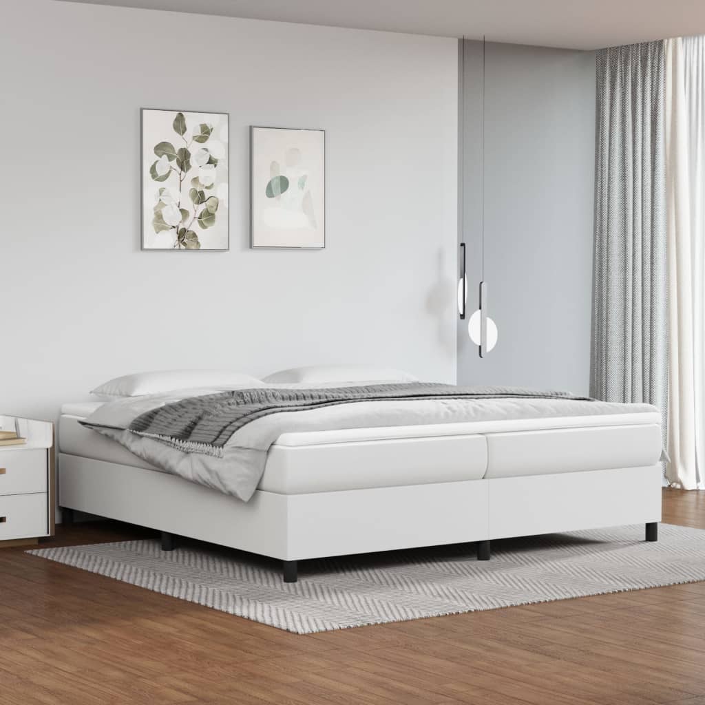 Boxspring sengeramme 200x200 cm kunstlæder hvid billede