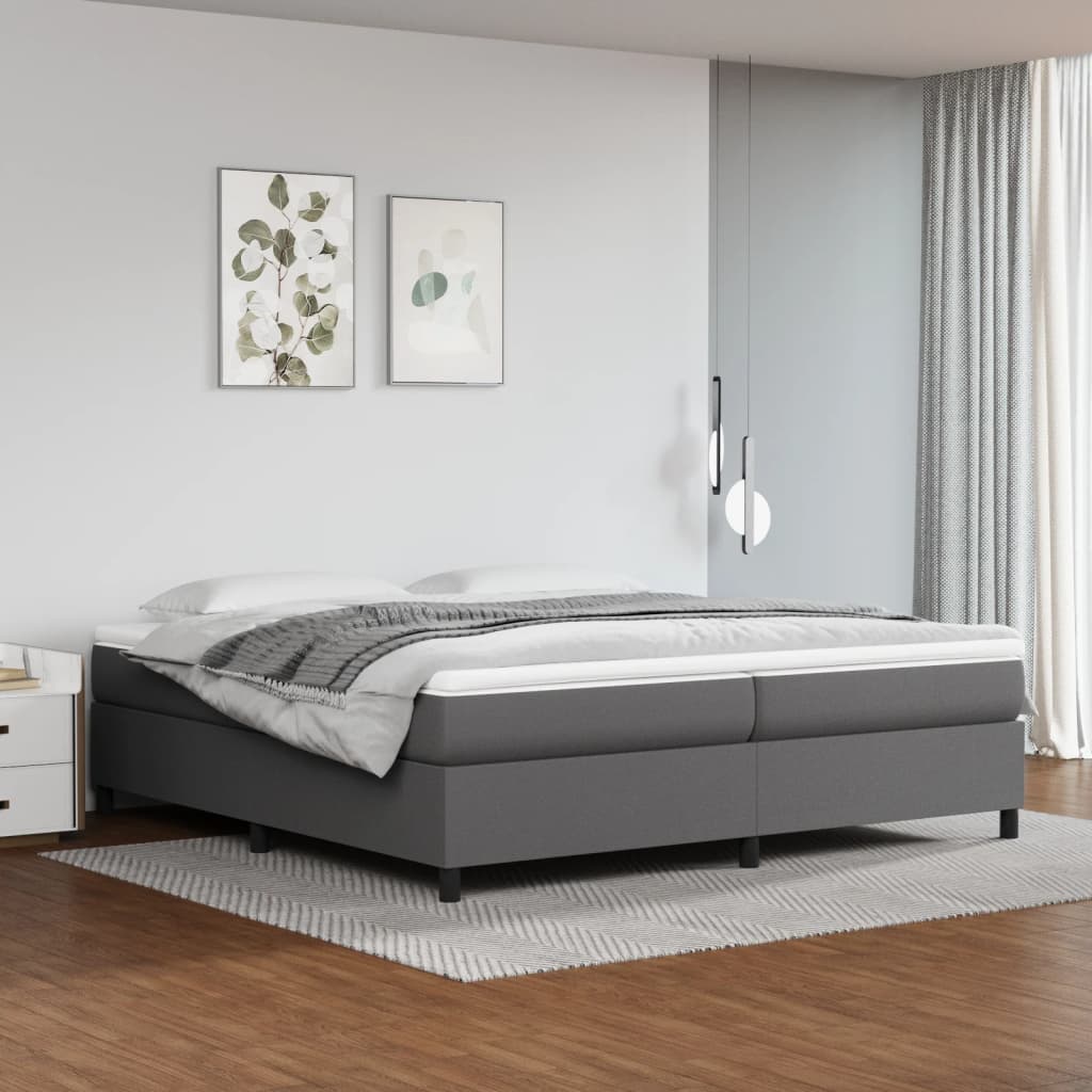 Boxspring sengeramme 200x200 cm kunstlæder grå