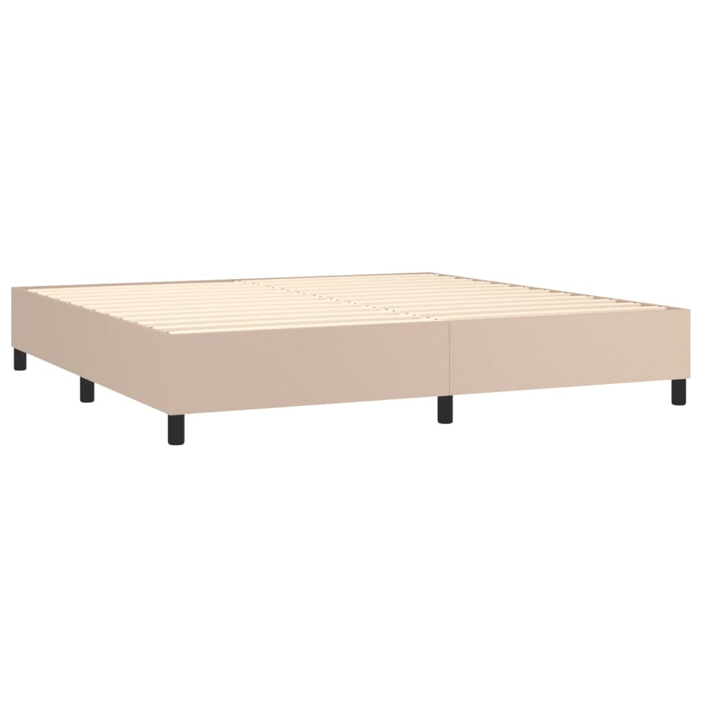 Boxspring sengeramme 200x200 cm kunstlæder cappuccinofarvet