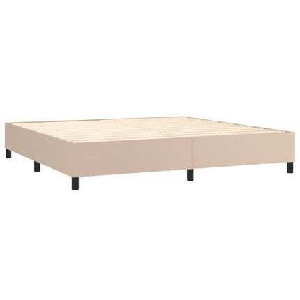 Boxspring sengeramme 200x200 cm kunstlæder cappuccinofarvet