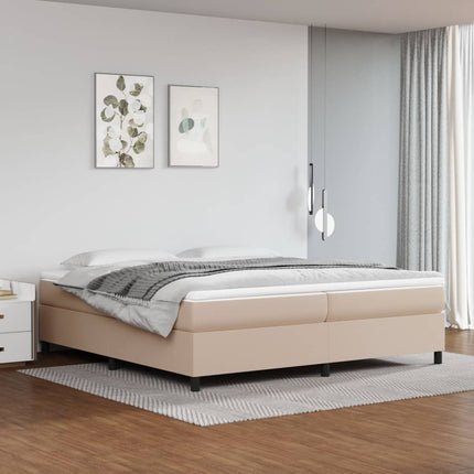 Boxspring sengeramme 200x200 cm kunstlæder cappuccinofarvet