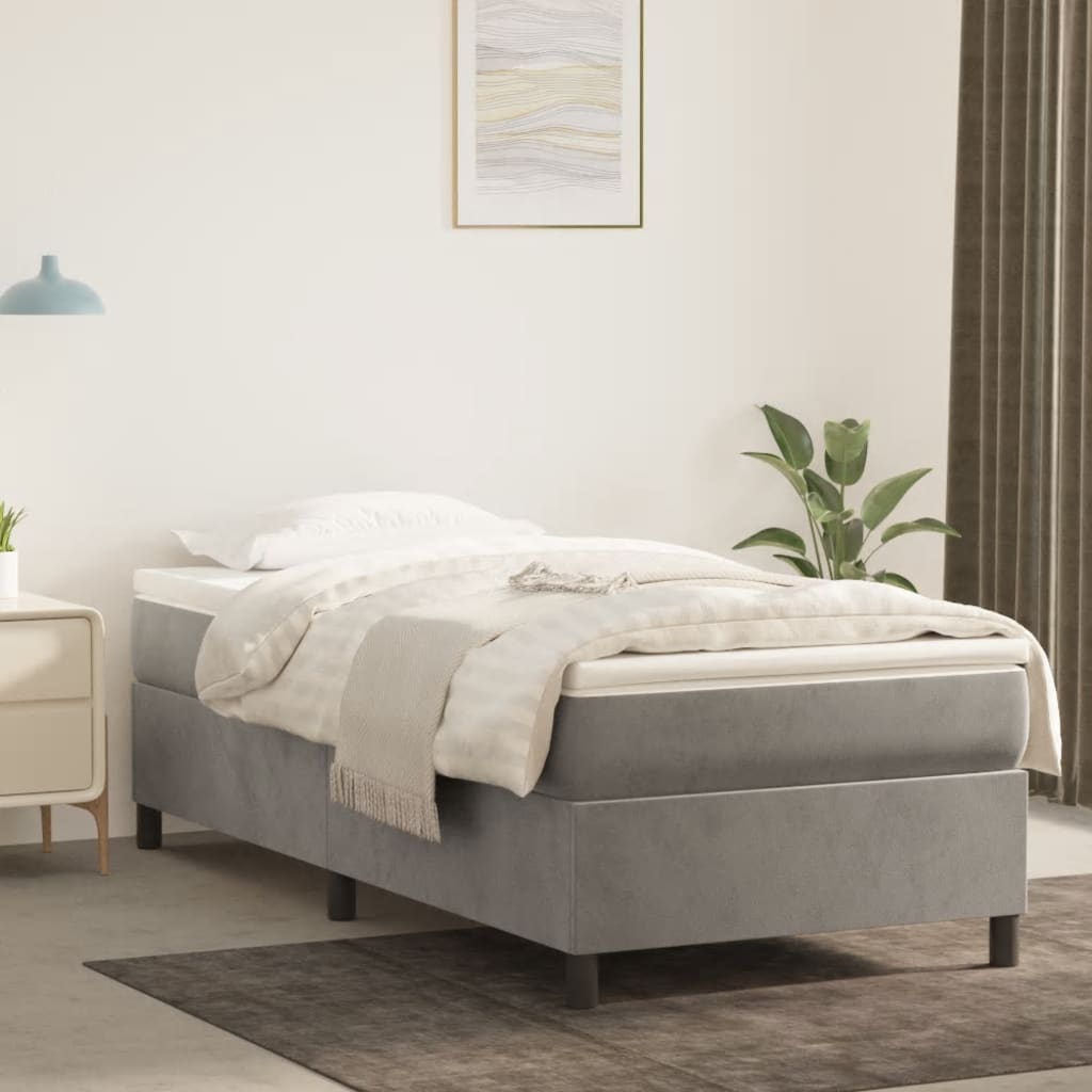 Boxspring sengeramme Lysegrå 80x200 cm Fløjl