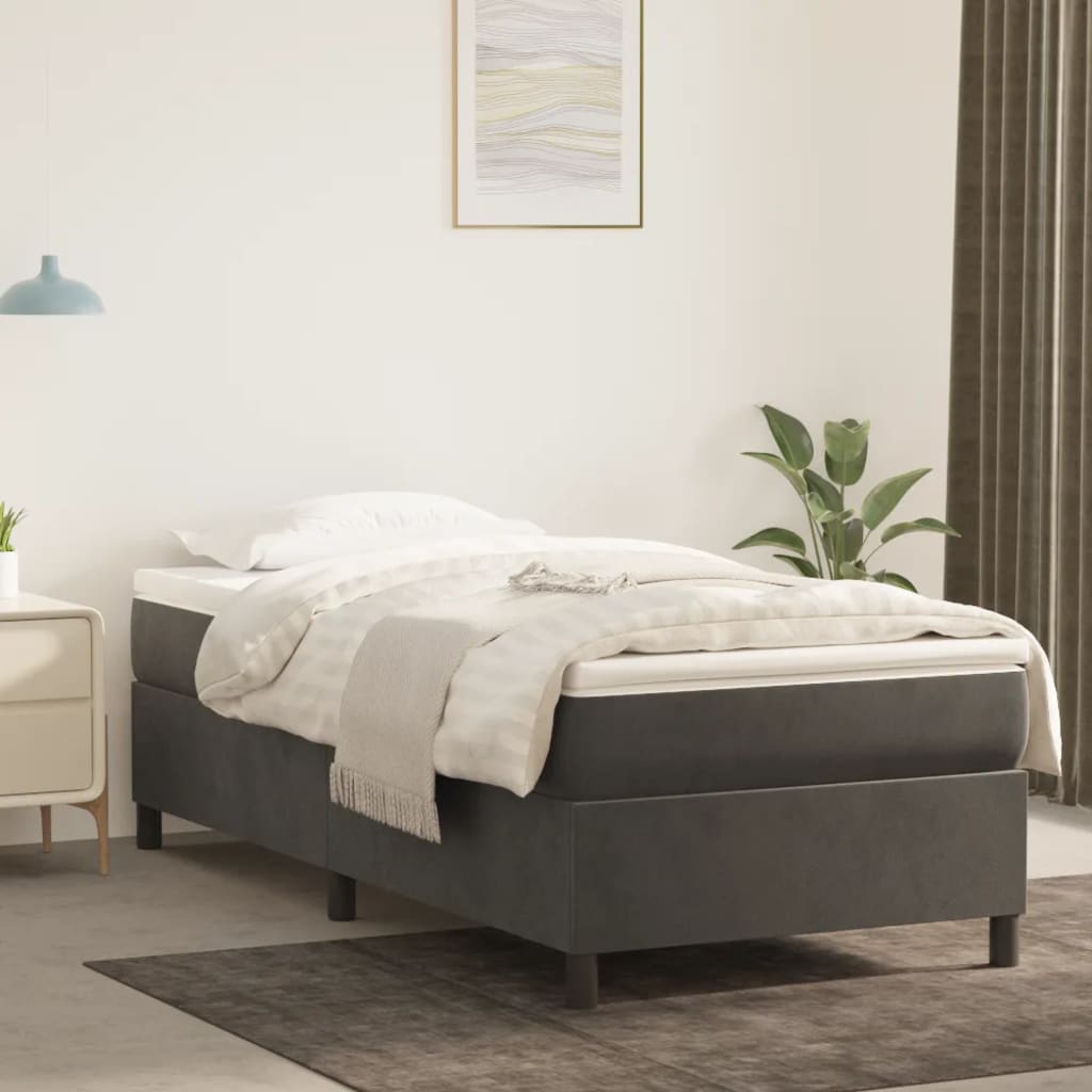 Boxspring sengeramme Mørkegrå 80x200 cm Fløjl billede