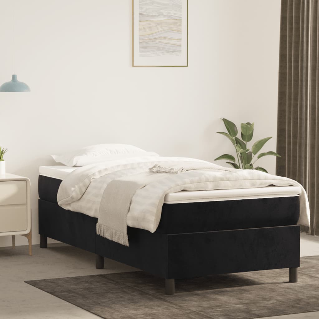 Boxspring sengeramme 80x200 cm fløjl sort billede