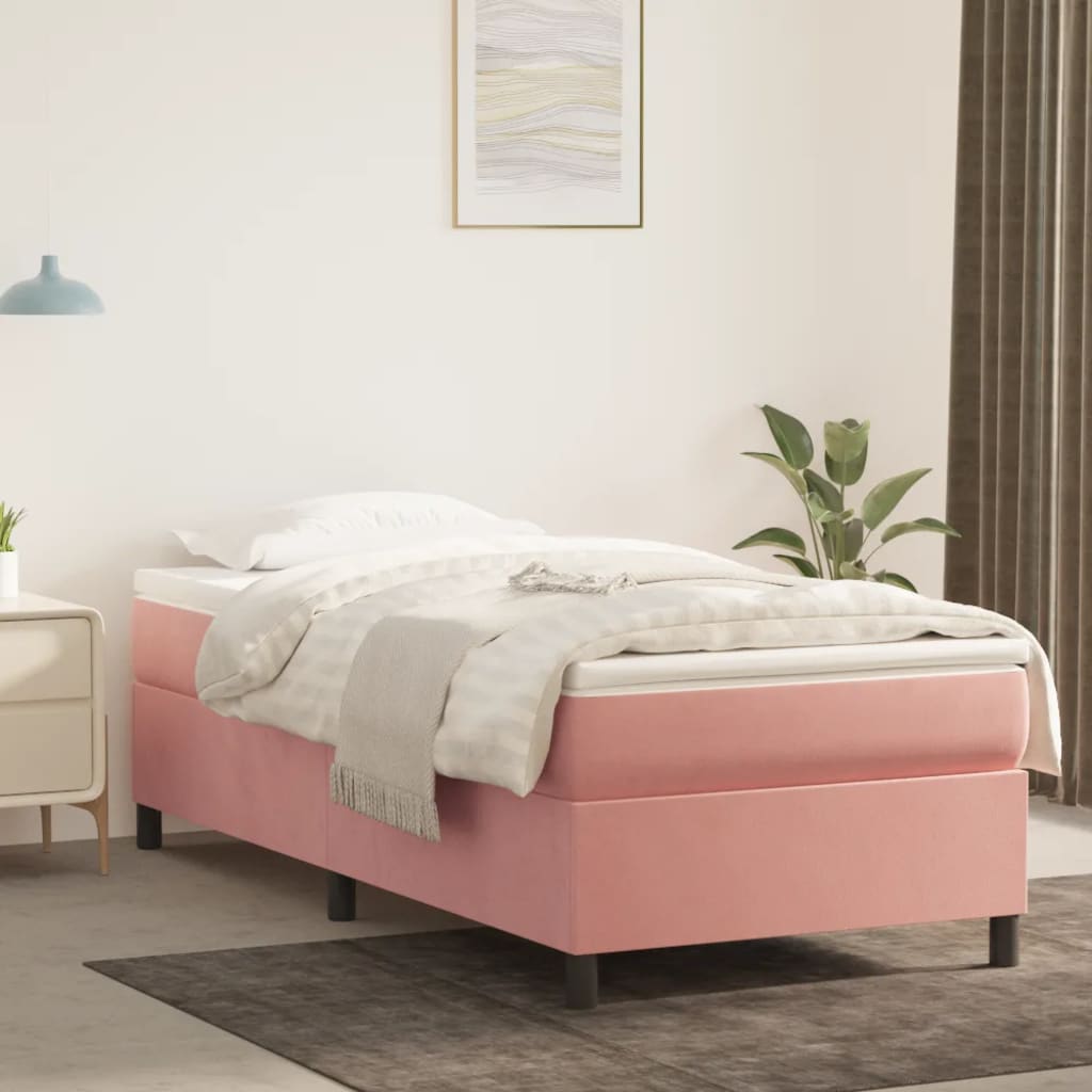 Boxspring sengeramme 80x200 cm fløjl pink billede