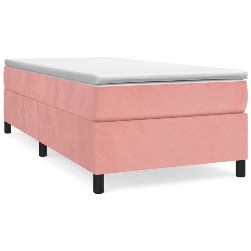 Boxspring sengeramme 90x190 cm fløjl pink