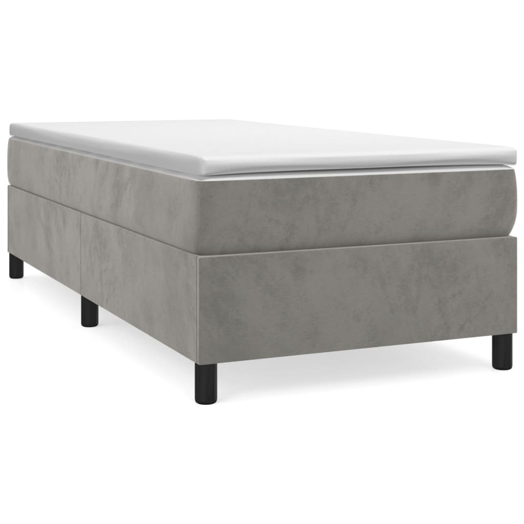 Boxspring sengeramme Lysegrå 90x200 cm Fløjl